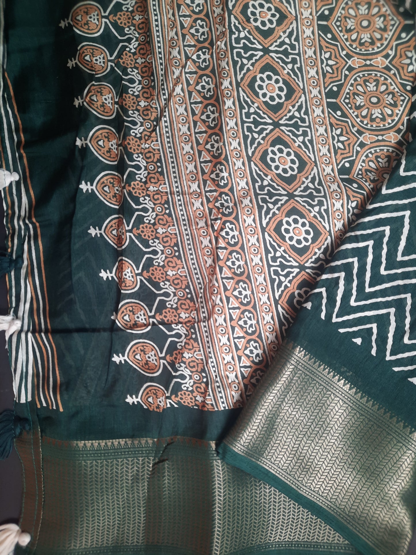 Dark Green Dola Silk Saree