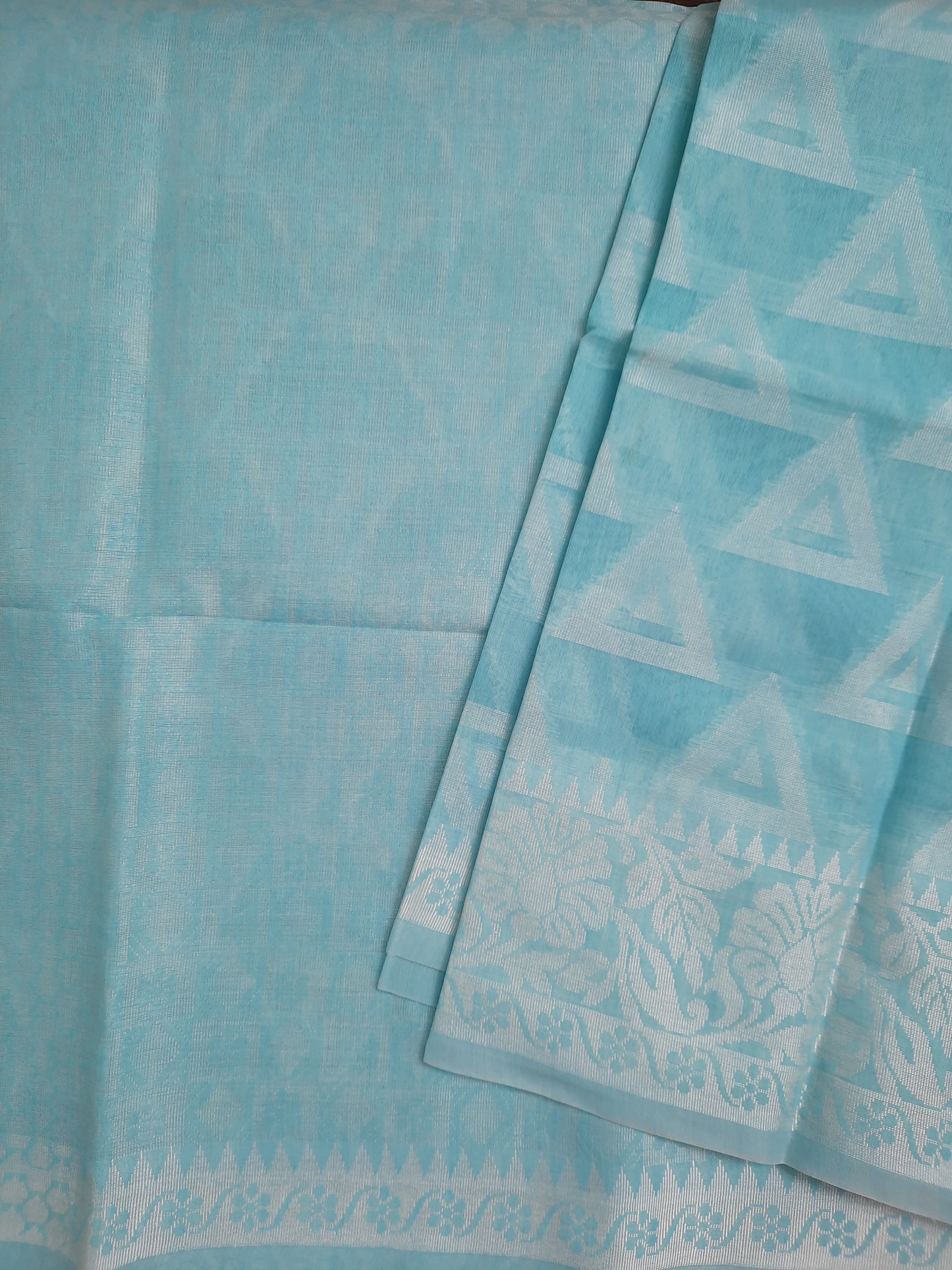 Light Blue Chanderi Cotton Saree