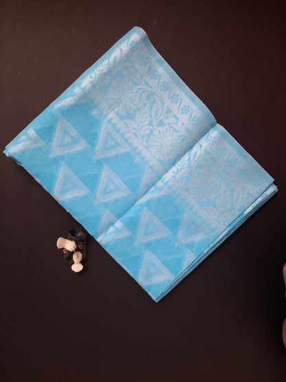 Light Blue Chanderi Cotton Saree