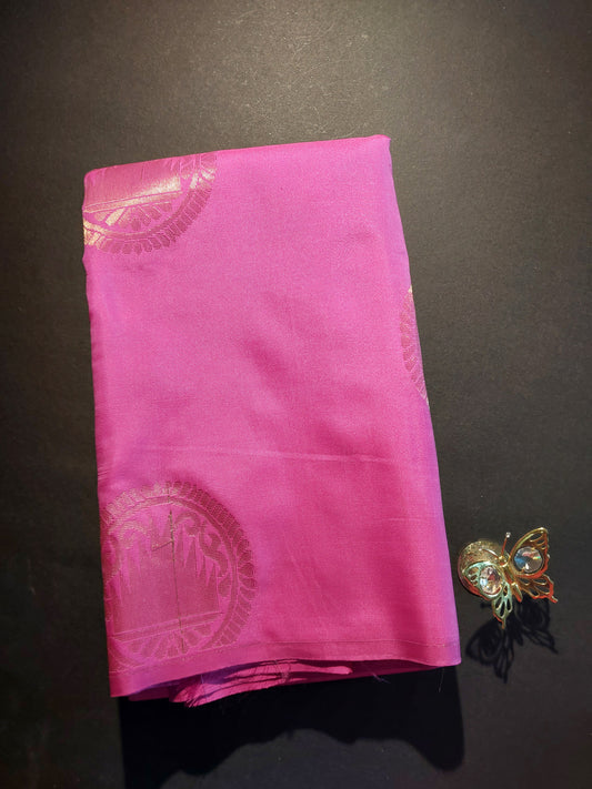 Lotus Pink borderless soft semi silk saree.