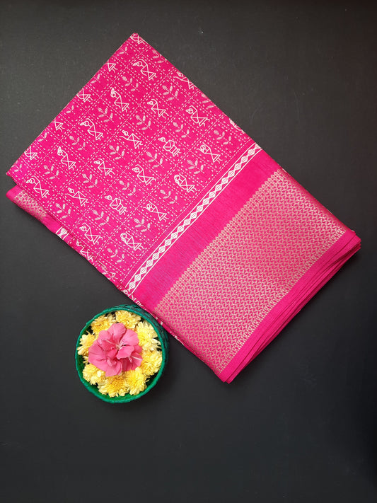 Dark Pink Binny Silk Saree