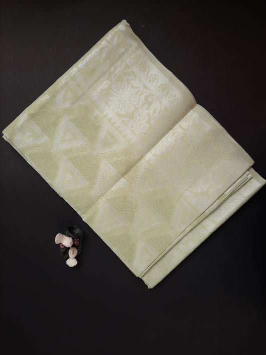 Pale Green Chanderi Cotton Saree