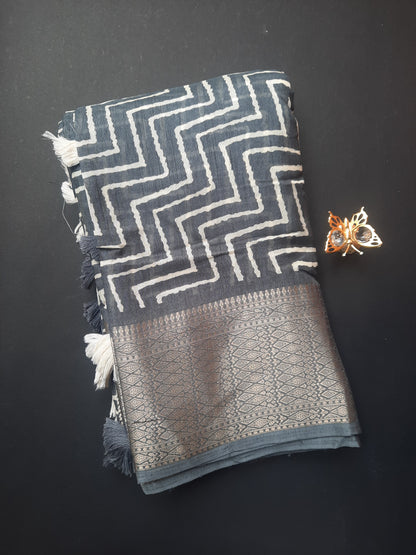 Black Dola Silk Saree