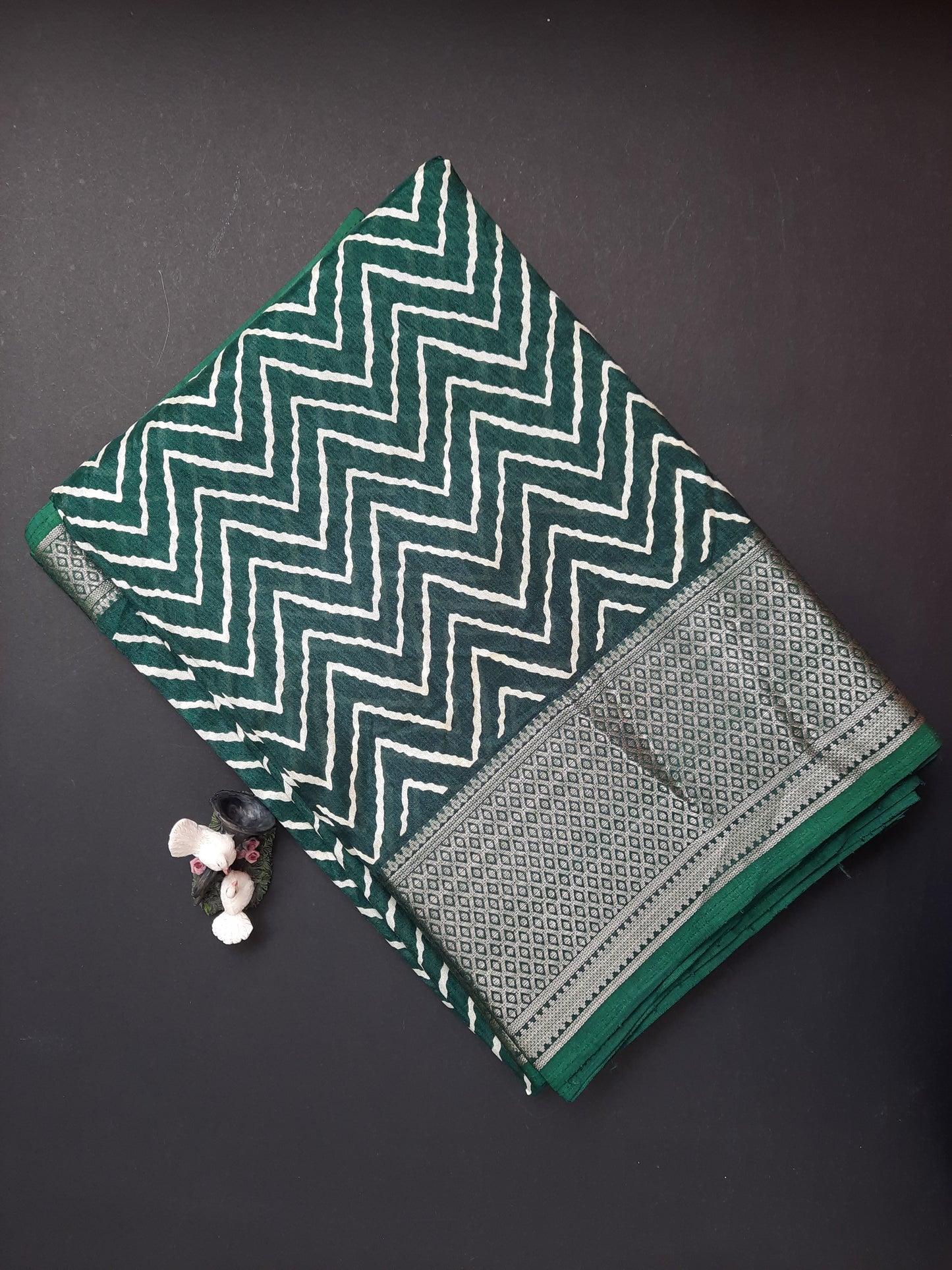 Dark Green Dola Silk Saree