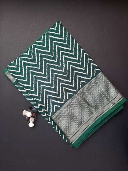 Dark Green Dola Silk Saree