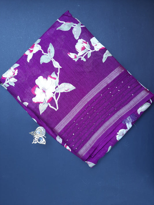 Purple Georgette with Sequence Border Saree