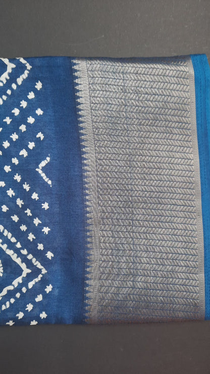 Dark Blue Dola Silk Saree